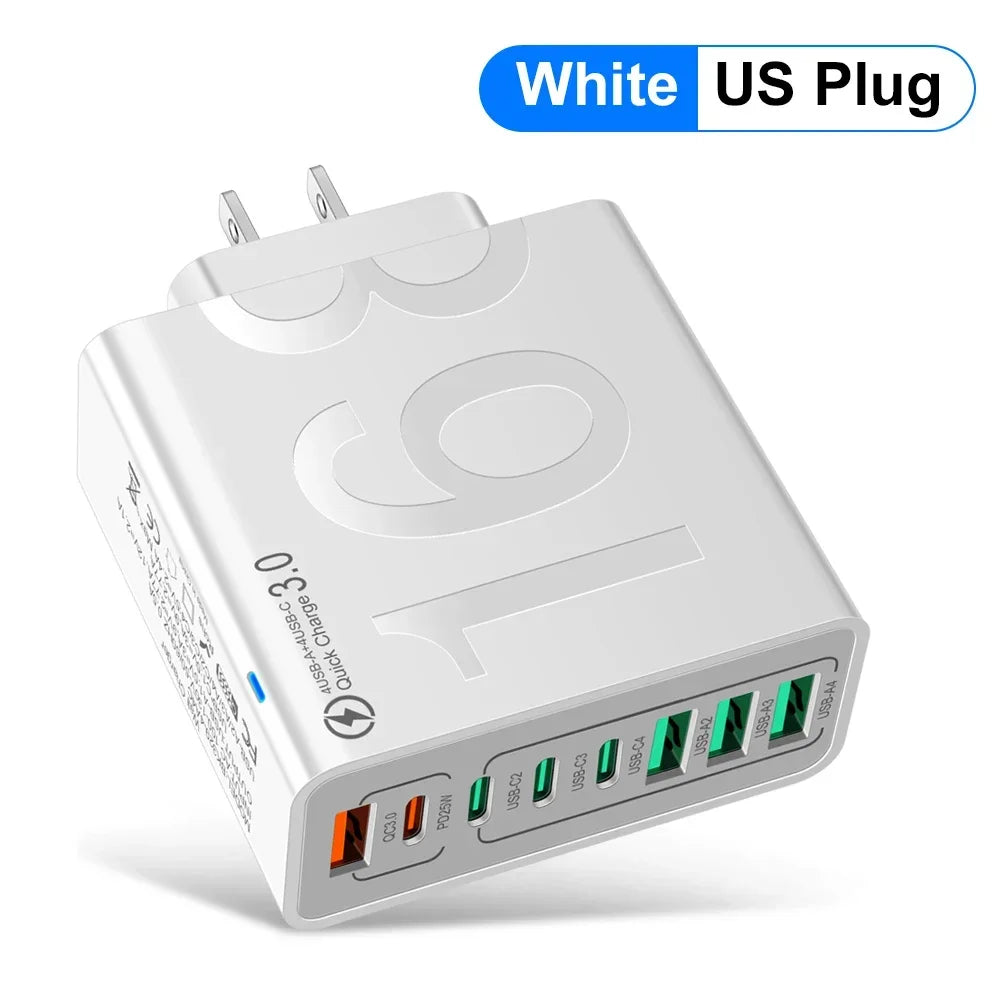 8-Port USB-C Fast Wall Charger for Multiple Devices