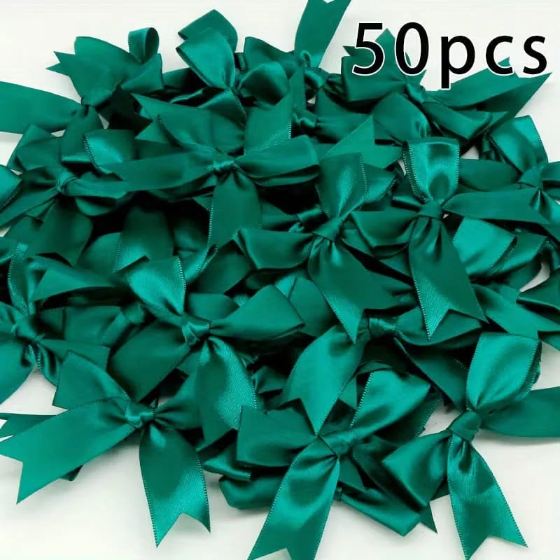 Satin Bowknot Ribbon Bows for Gift Wrapping and DIY Crafts (Pack of 50)