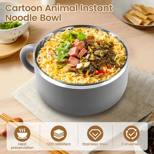 Insulated 1200ml Ramen Bowl with Lid and Utensils