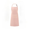 A light pink unisex water-resistant bib apron with a strap and front pocket.