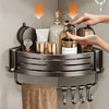 Suction Cup Bathroom Storage Shelf with Hooks – No-Drill Wall Organizer