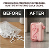 Before and after comparison of a shatterproof outer shell for a portable automatic floss pick dispenser.