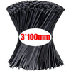 A bundle of black nylon self-locking cable ties with a 3x100mm size.