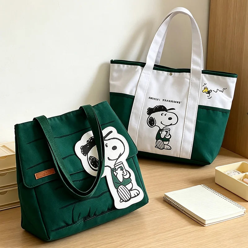 Snoopy Canvas Tote Bag with Crossbody Strap