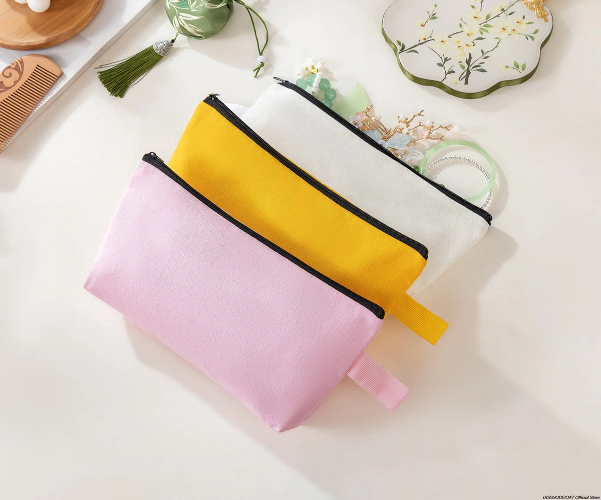 Colorful Canvas Zipper Pouch for Cosmetics, Stationery, and Travel