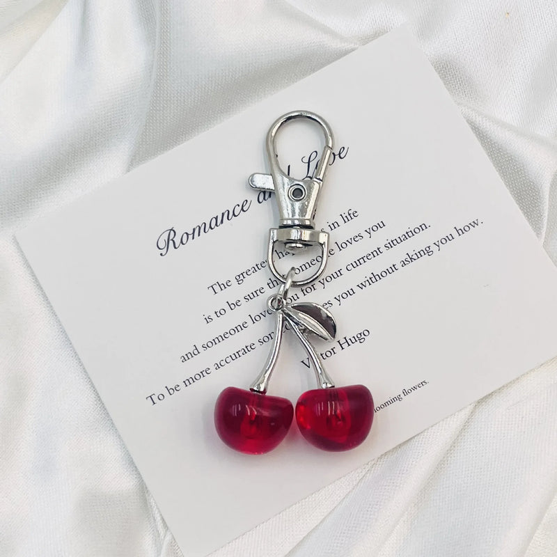 Glitter Cherry Keychain