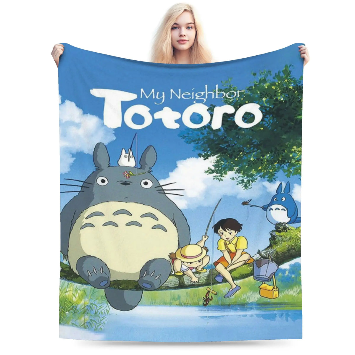 Cozy Grey Totoro-Inspired Fleece Throw Blanket