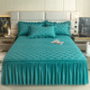 Quilted Solid Color Bed Skirt with Pleated Ruffle