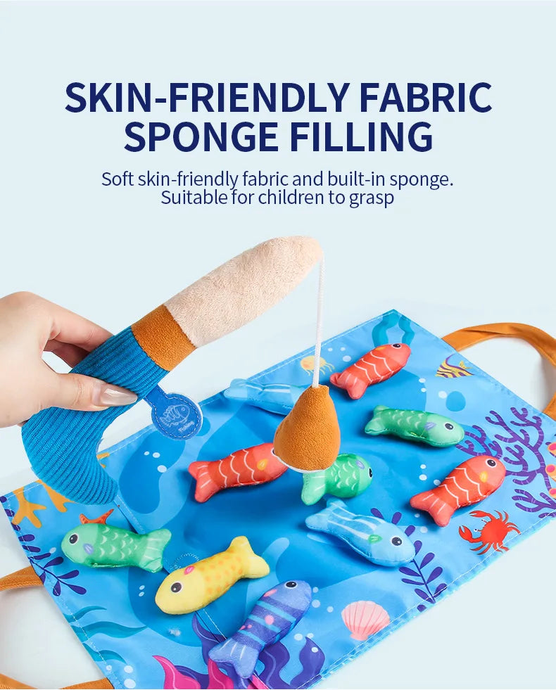 Montessori Cloth Fishing Game with Stacking Cups & Counting Set