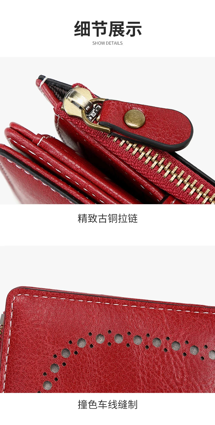 Vintage RFID-Blocking Tri-Fold Wallet with Ample Storage