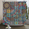 Mandala Boho Shower Curtain with Floral Print