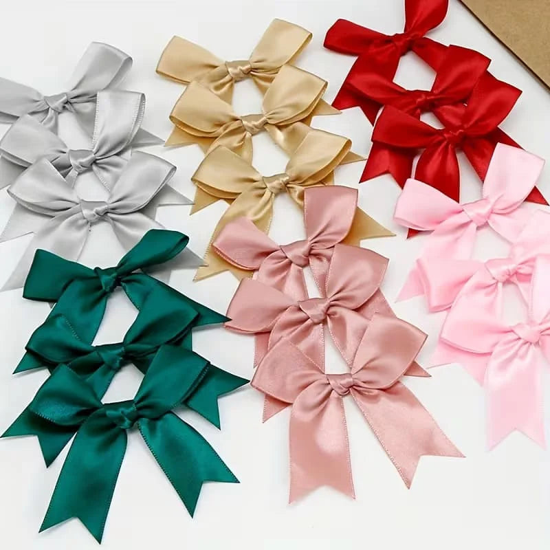 Satin Bowknot Ribbon Bows for Gift Wrapping and DIY Crafts (Pack of 50)
