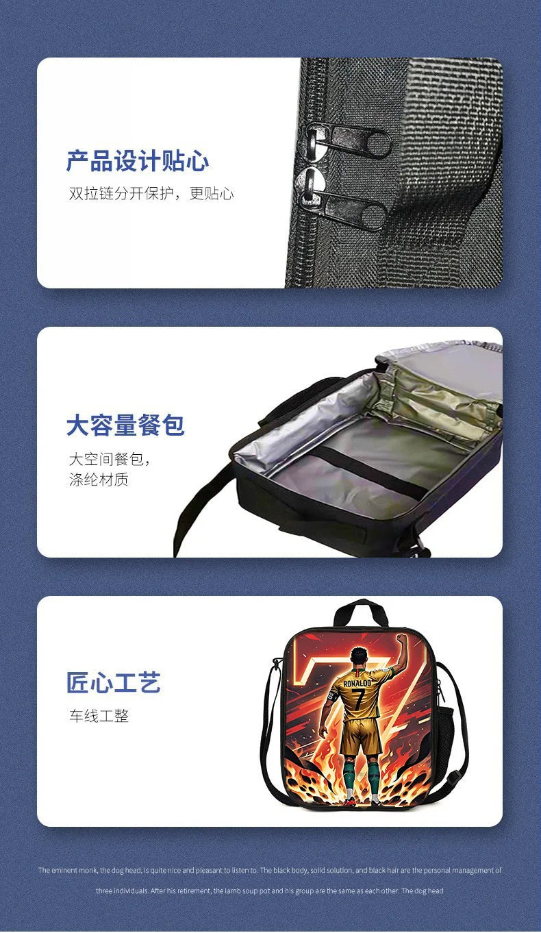 Soccer Star Backpack Set for Kids with Lunch Bag & Pencil Case
