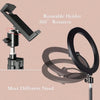 A black rotatable holder tripod kit for a 10-inch ring light, demonstrating 360 degree rotation.