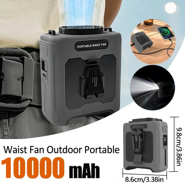 Ventilateur de taille portable avec batterie externe 10 000 mAh