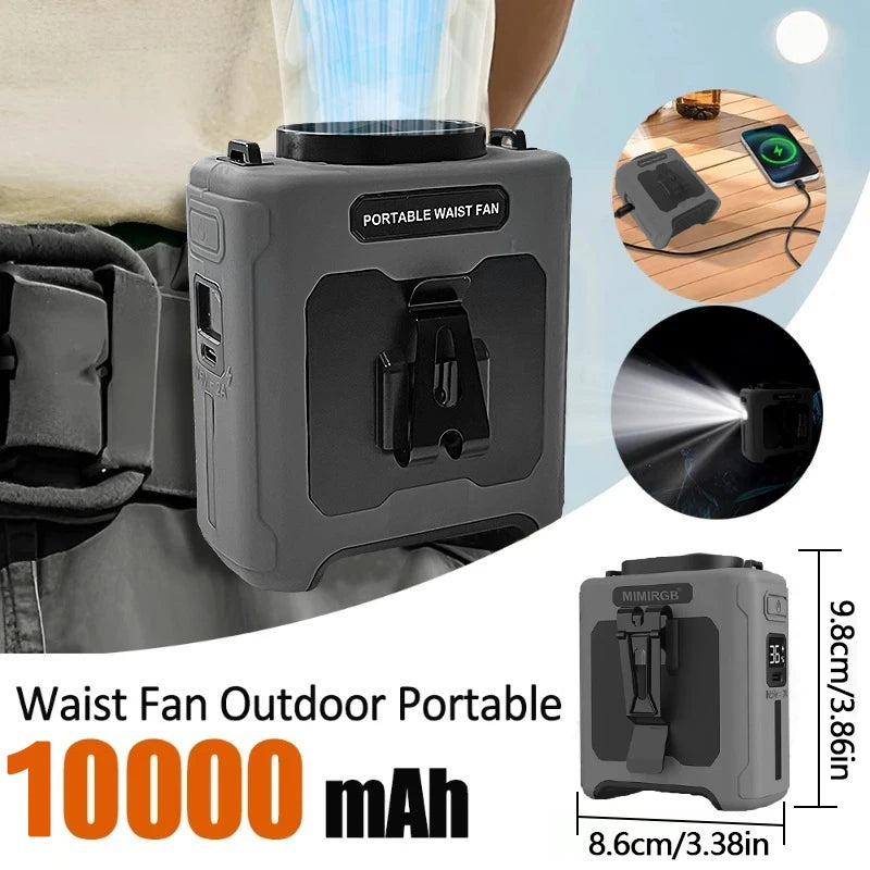 Portable Waist Fan with 10,000mAh Power Bank