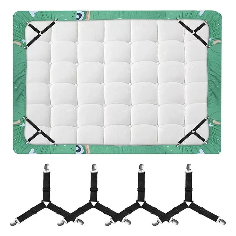 Adjustable Bed Sheet Holder Straps with Non-Slip Clips
