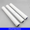 Three white brush heads with 9mm bristles are displayed on a gray background.