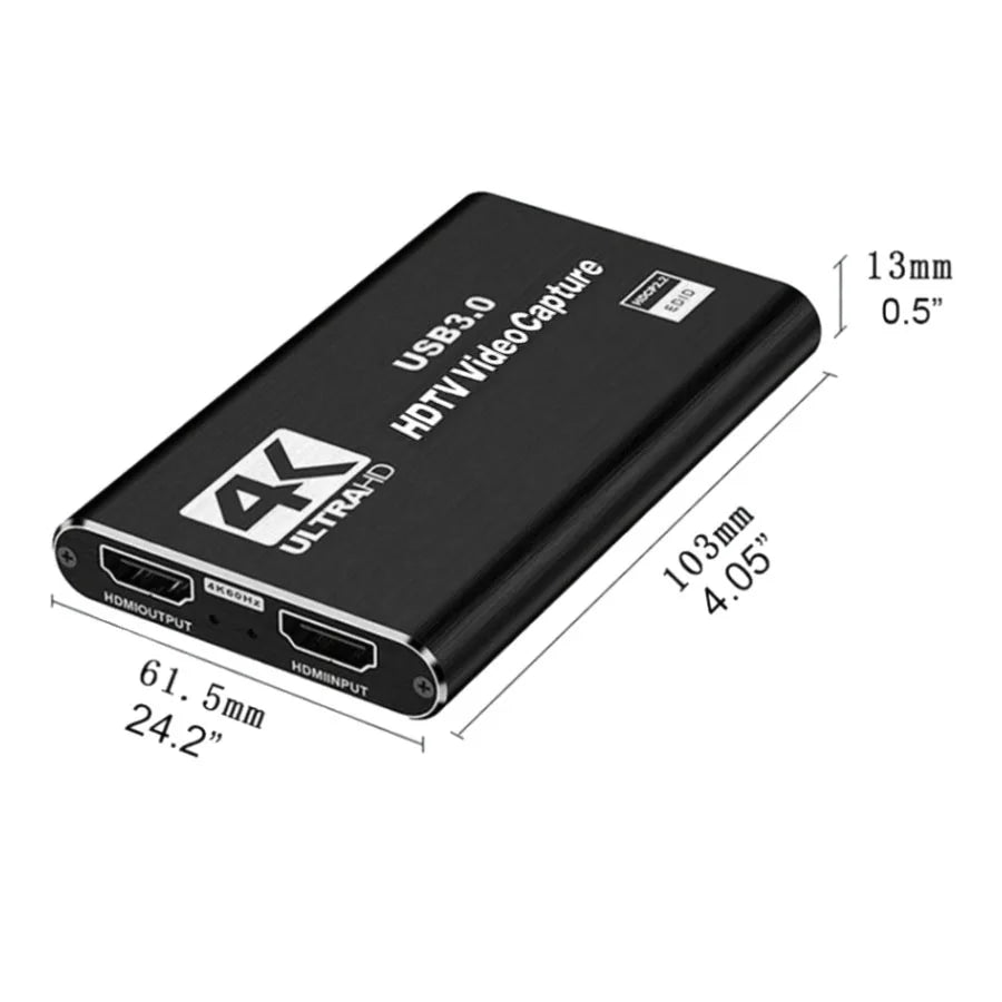 4K USB 3.0 HDMI Video Capture Card for Live Streaming & Recording