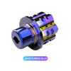 CNC machined titanium motorcycle key head cover with purple and blue accents