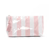 Large-Capacity Striped Cosmetic Bag with Contrasting Design