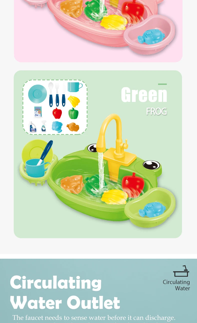 Kids Electric Toy Dishwasher with Automatic Water Cycle