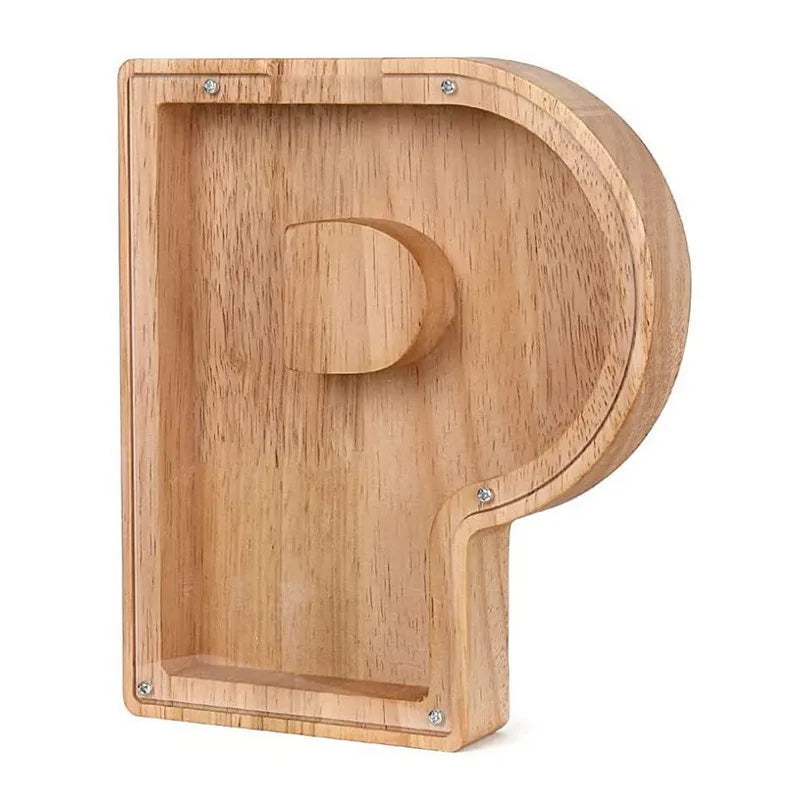 Wooden Alphabet Piggy Bank – Educational Coin Savings Box