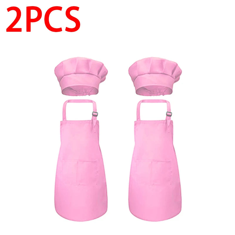 Kids' Chef Apron and Hat Set – Waterproof Cooking & Painting Smock for Boys and Girls