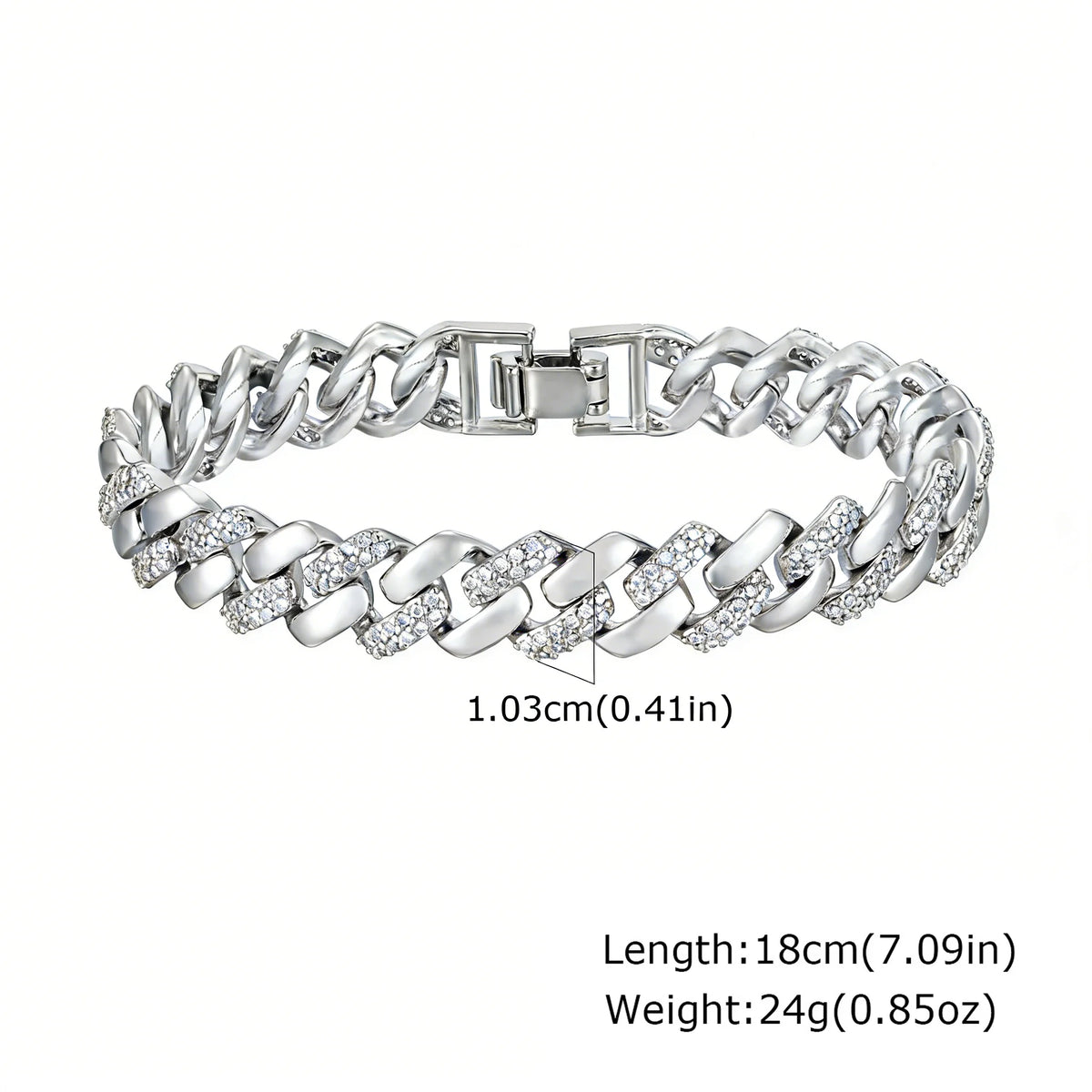 Bracelet Chaîne à Anneau de Papier Doré avec Pierres CZ