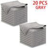 A stack of 20 gray ultra-fine microfiber cleaning cloths.