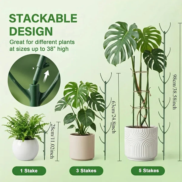 Stackable Monstera Plant Support Poles with Ties