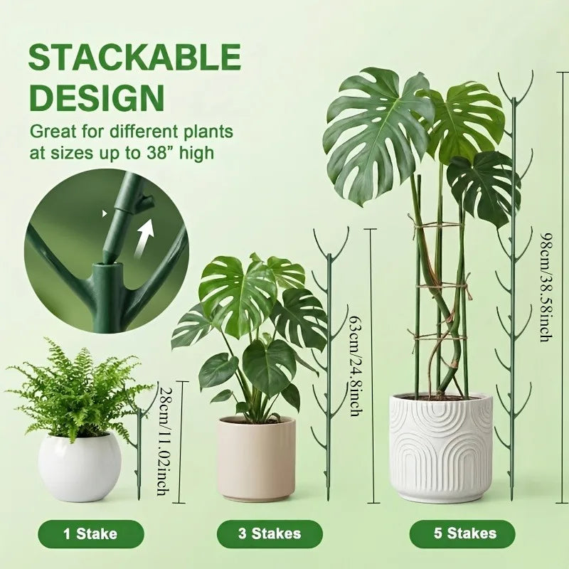 Stackable Monstera Plant Support Poles with Ties