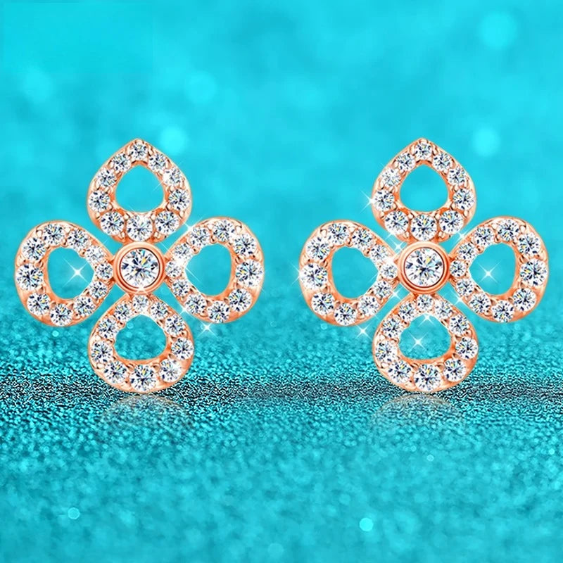 Round Cut Moissanite Stud Earrings in Sterling Silver
