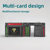 Slim RFID Blocking Leather Card Holder Wallet with Geometric Pattern