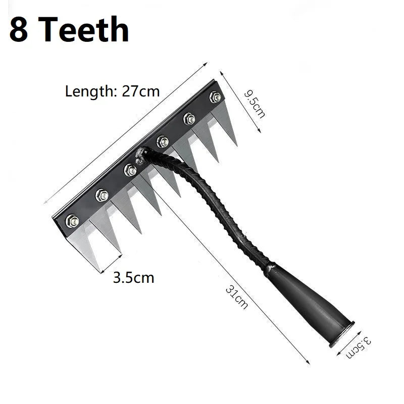 Heavy-Duty Carbon Steel Garden Weeding Rake