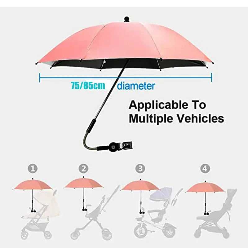 UV Protection Stroller Umbrella with Adjustable Clamp