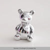 Silver-toned handcrafted ceramic elephant and rabbit jewelry holder or desk ornament