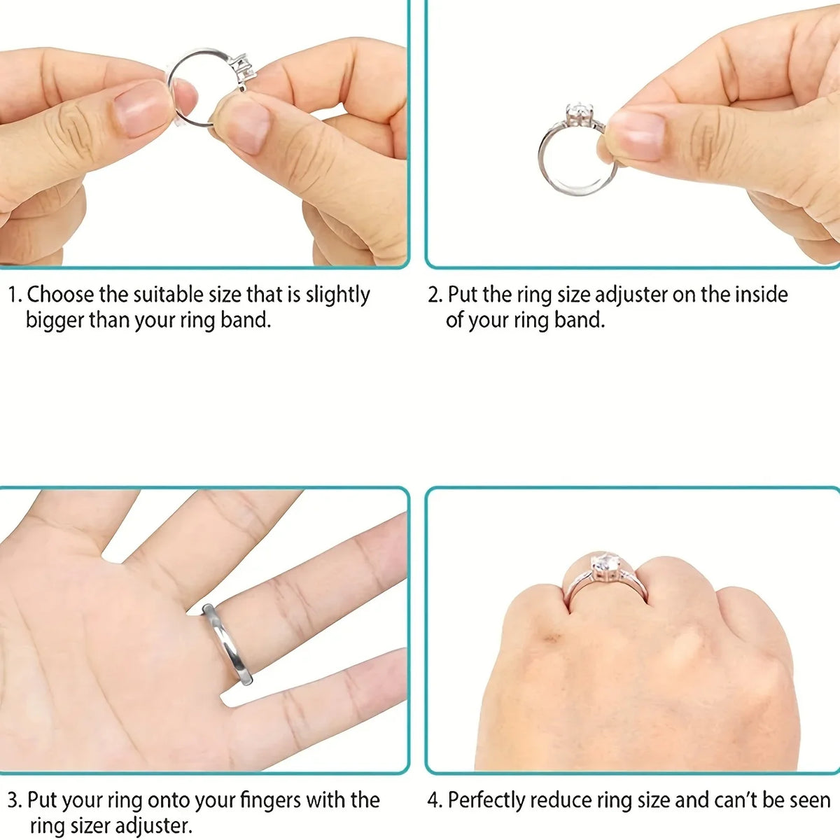 Invisible Ring Size Adjuster Set - 8 Pack for Loose Rings