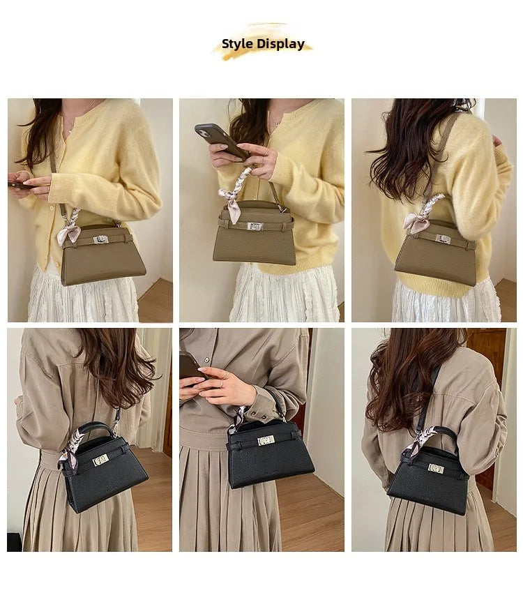 Eine Kollektion eleganter beige und schwarzer Kunstleder-Clutch-Taschen in verschiedenen Stilen und Kontexten.