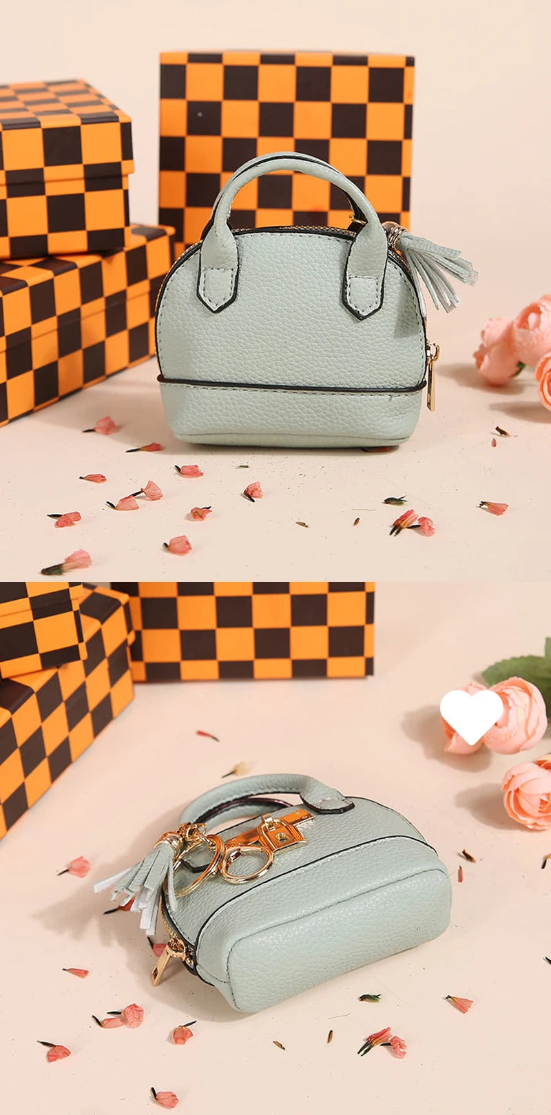 Mini Leather-Look Coin Purse with Keychain