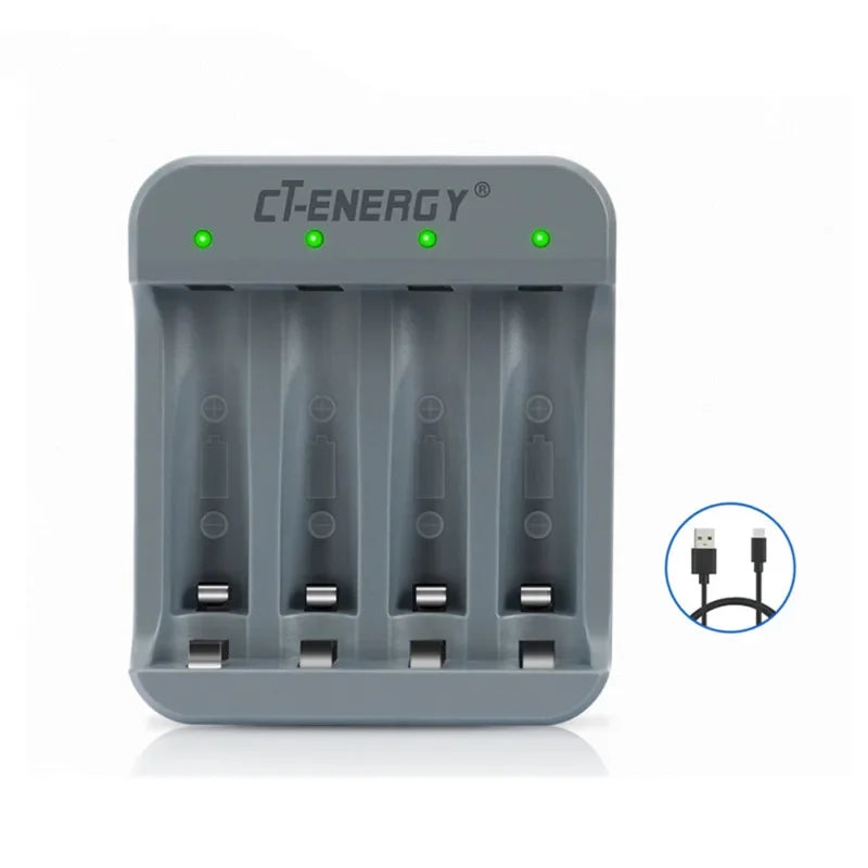 4-Slot Fast Charger for AA/AAA Lithium Batteries with LED Indicator