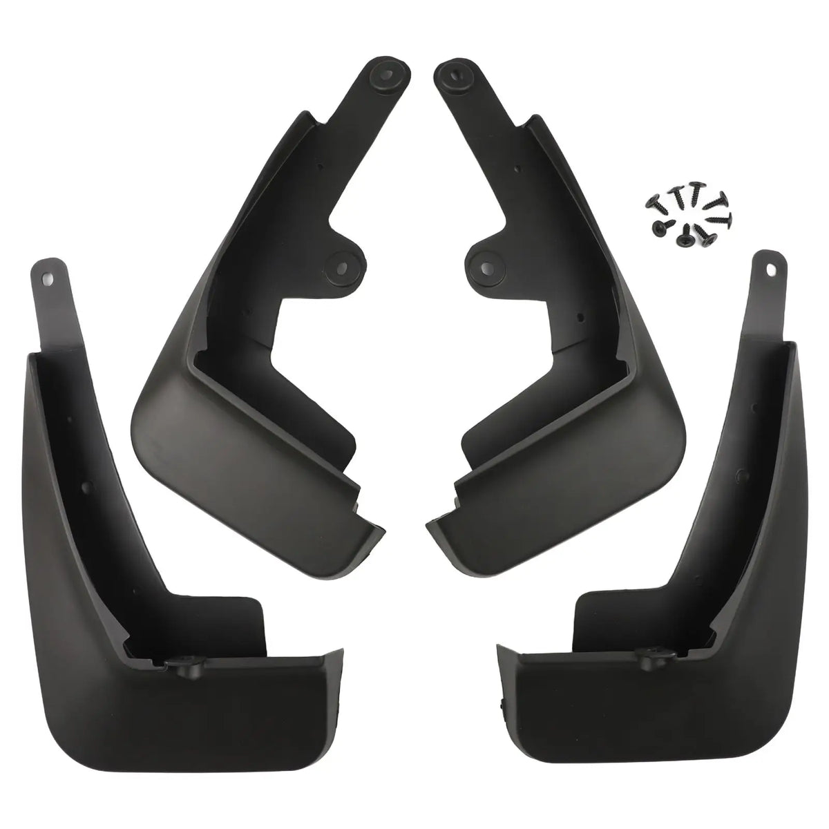 A pair of black mud flaps, including front and rear splash guards for a Mazda CX-30.
