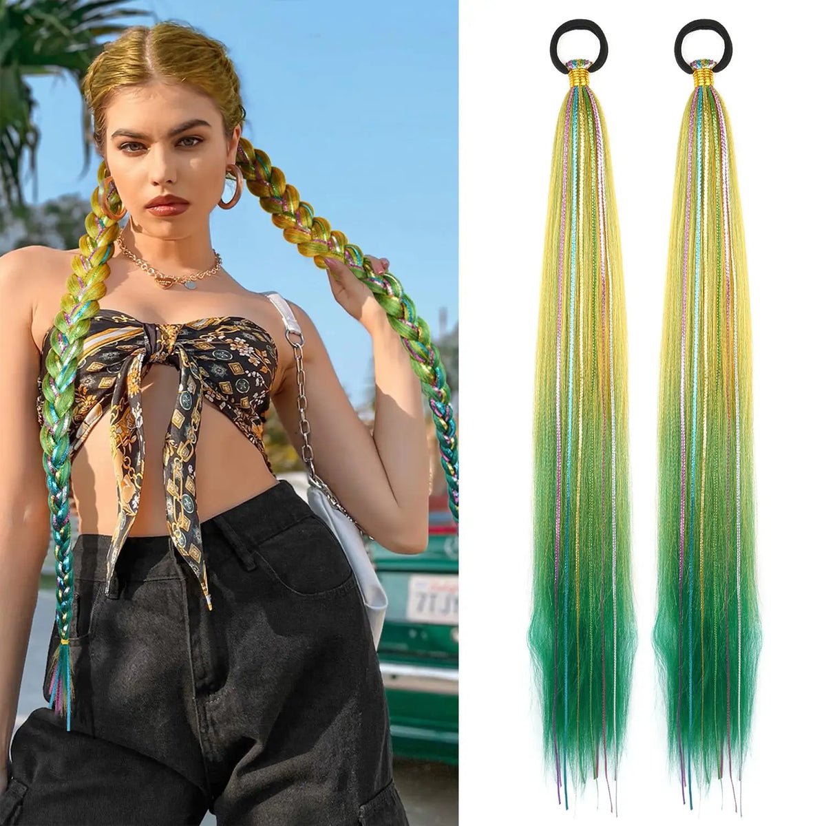 Long Straight Ombre Ponytail Extension