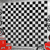 Black & White Checkered Foil Fringe Curtains for Racing Party Decor