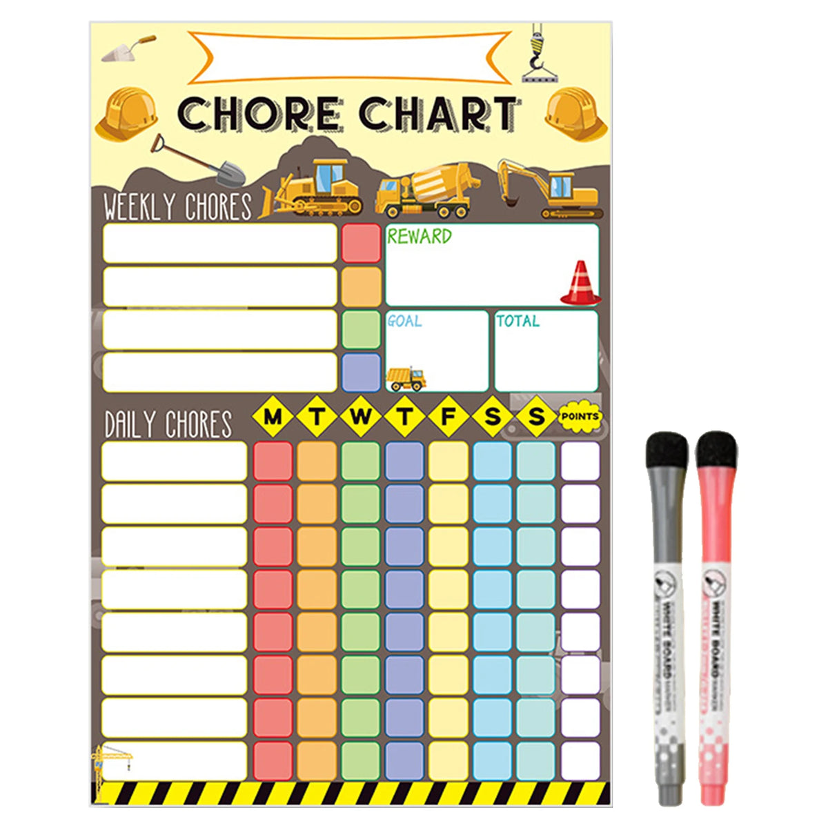 Magnetic Chore Chart for Kids with Dry-Erase Surface