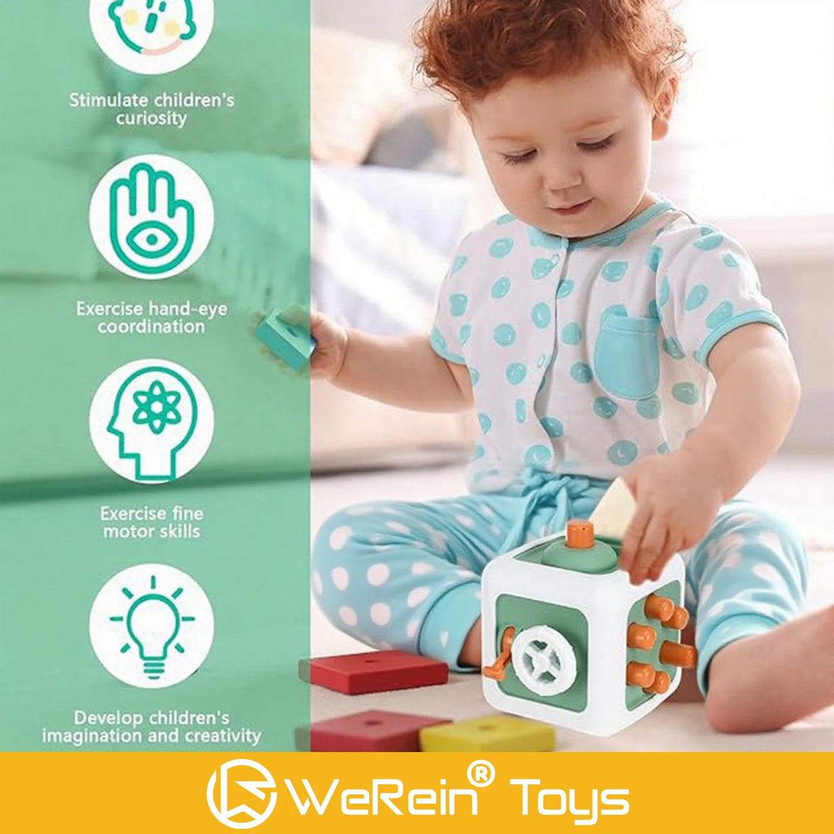 Montessori 6-in-1 Baby Busy Cube – Sensory Fidget Toy for Toddlers