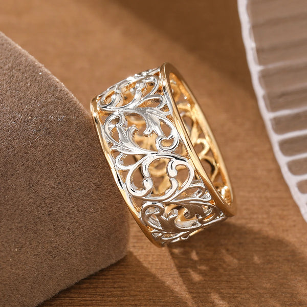 Two-Tone Copper Scroll Ring for Women