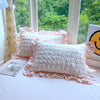 Seersucker Duvet Cover Set with Lace Trim