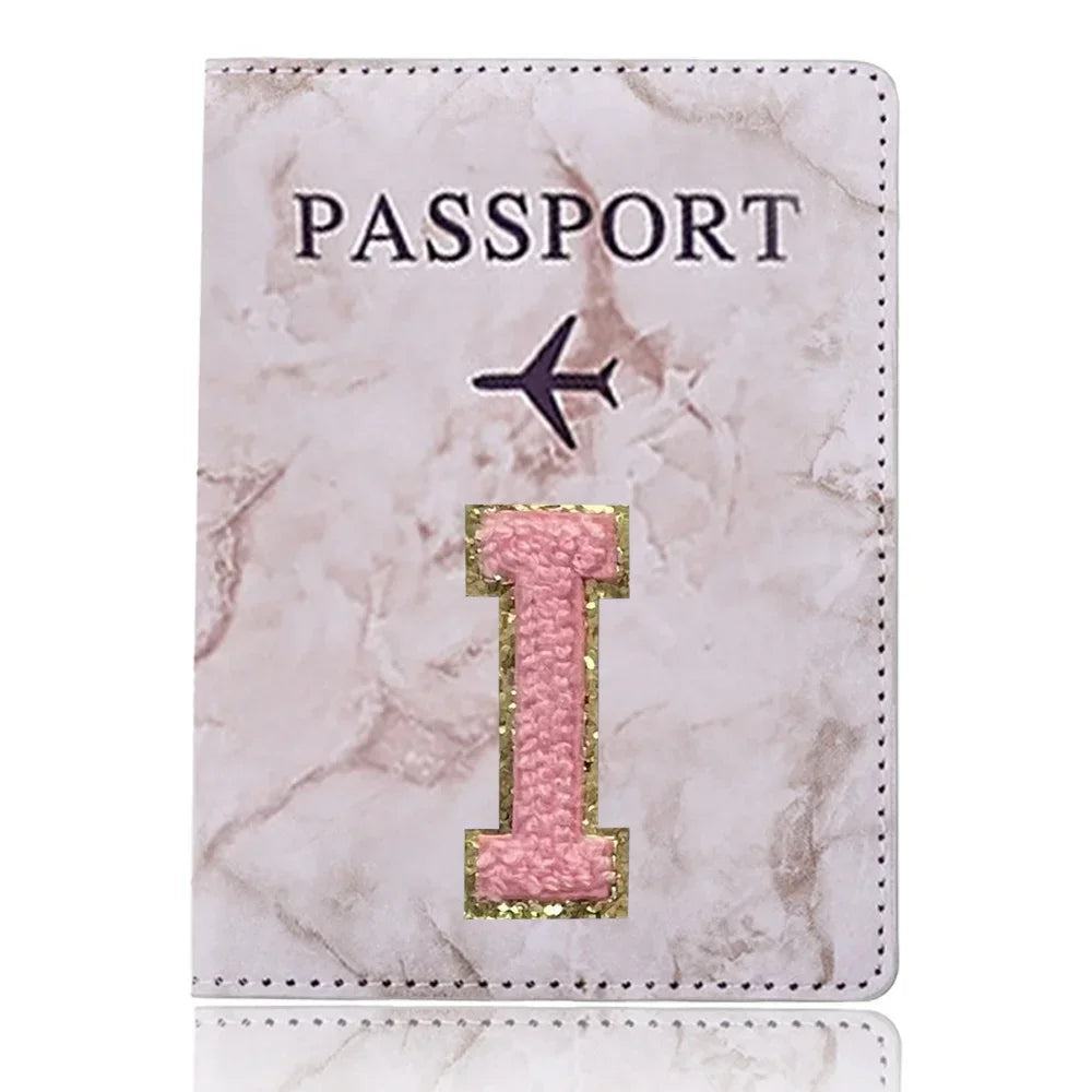 Embroidered Letter Passport Holder with Card Pocket