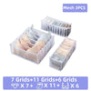 Mesh 3PCS foldable closet organizer boxes for storing underwear, socks, and accessories in grids